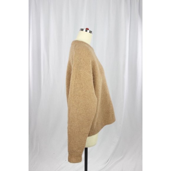 Aritzia BABATON Calvin Camel Tan Mohair Alpaca Knit Crew Neck Sweater, Size M - Picture 3 of 16